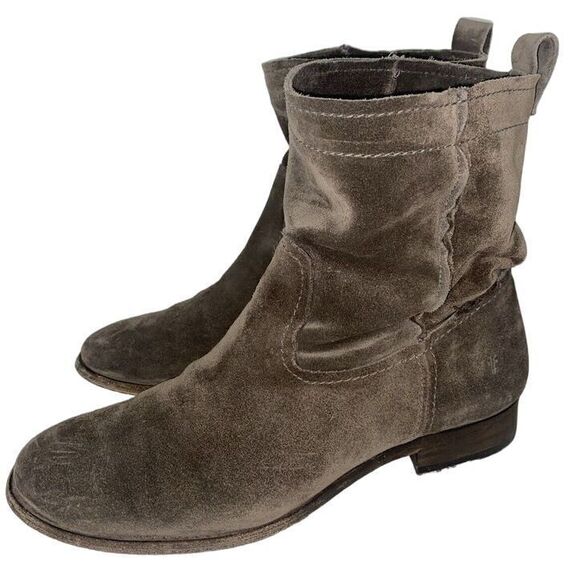 Frye Shoes - FRYE Women's Cara Suede Short Ankle Bootie Size 9.5B‎ Slouch Greige Neutral Moto